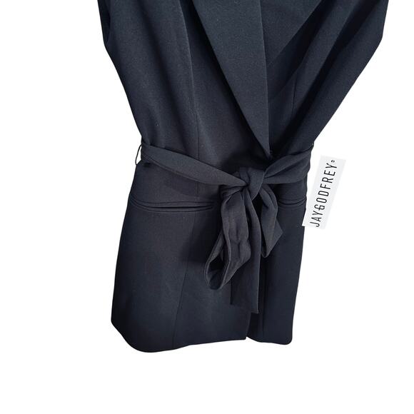 #24b NWT- Jay Godfrey Sleeveless Mini Tuxedo Dress- Belted- Black Sz:0 MSRP$295 - Picture 8 of 9